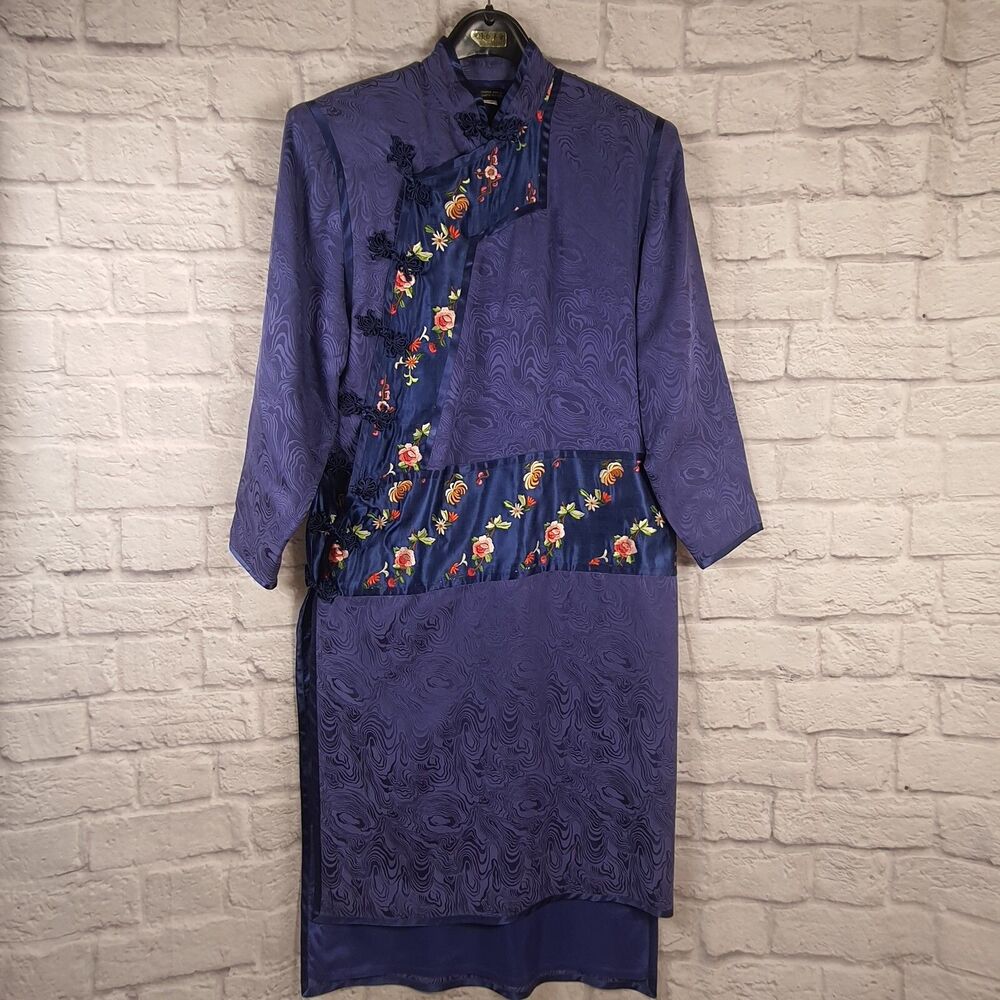 Authentic Chinese 100% Silk Womens Jacket Size S/M Floral Frog Toggle Buttons